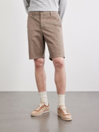 Canali - Straight-Leg Stretch Cotton-Blend Gabardine Shorts - Brown