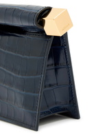 Jacquemus La Petite Pochette Rond Carré Crocodile-effect Leather Clutch - Navy - One Size