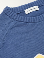 Pop Trading Company - Arch Logo-Appliquéd Cotton Sweater - Blue
