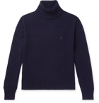 AMI PARIS - Logo-Embroidered Cashmere Rollneck Sweater - Blue