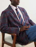 Drake's - Madras Games Checked Linen-Blend Blazer - Blue