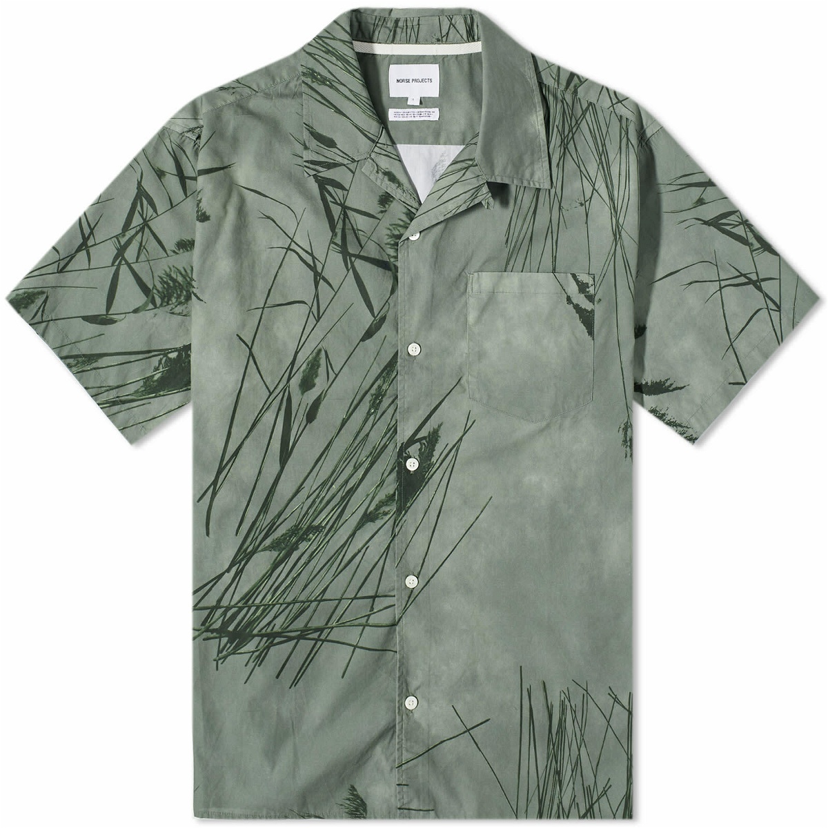 Photo: Norse Projects Men's Carsten Print Shirt in Dried Sage Green