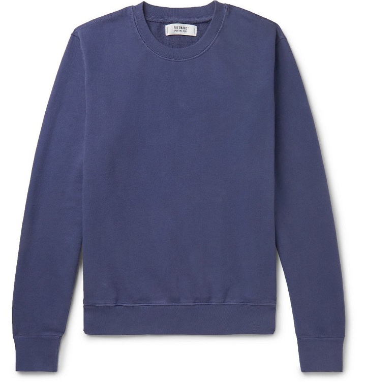 Photo: Freemans Sporting Club - Garment-Dyed Loopback Cotton-Jersey Sweatshirt - Navy