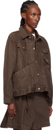sacai Brown Pleated Denim Jacket