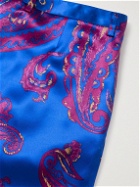SAINT LAURENT - Straight-Leg Paisley-Print Silk-Twill Trousers - Blue