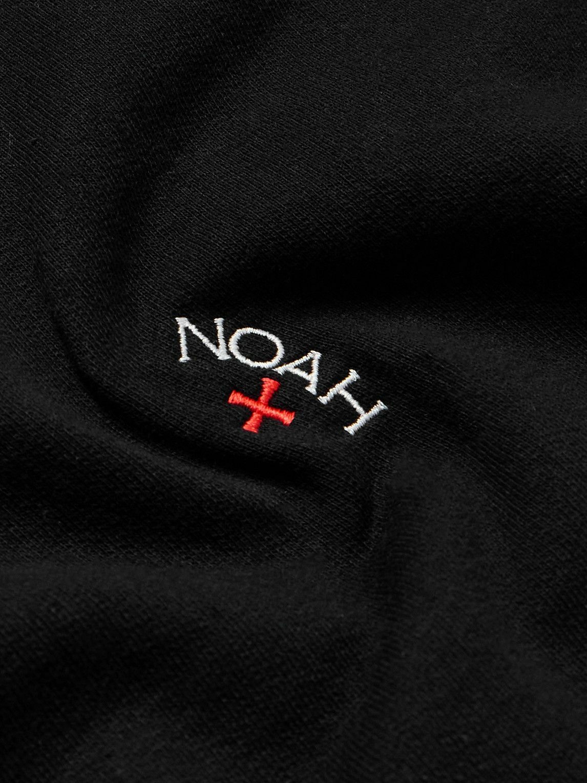 Noah - Logo-Embroidered Cotton-Jersey Zip-Up Hoodie - Black Noah NYC