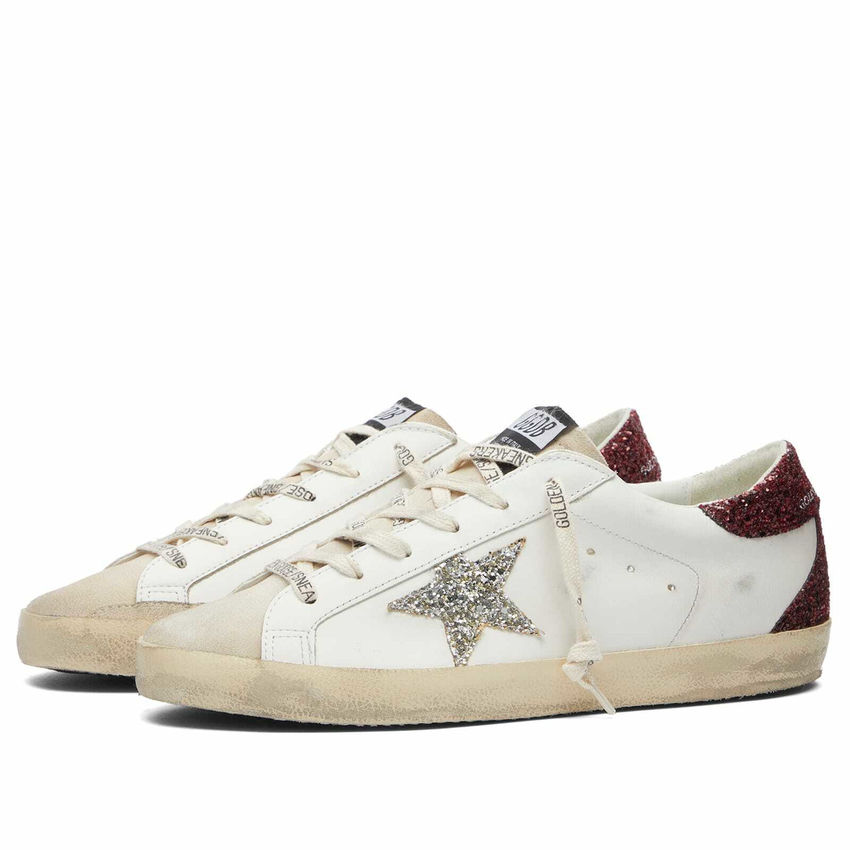 Golden Goose Women's Super Star Sneaker in White/Bordeaux