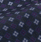 Rubinacci - 7.5cm Floral-Print Herringbone Wool and Silk-Blend Tie - Men - Navy