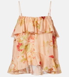 Zimmermann Roselight floral ruffled silk camisole