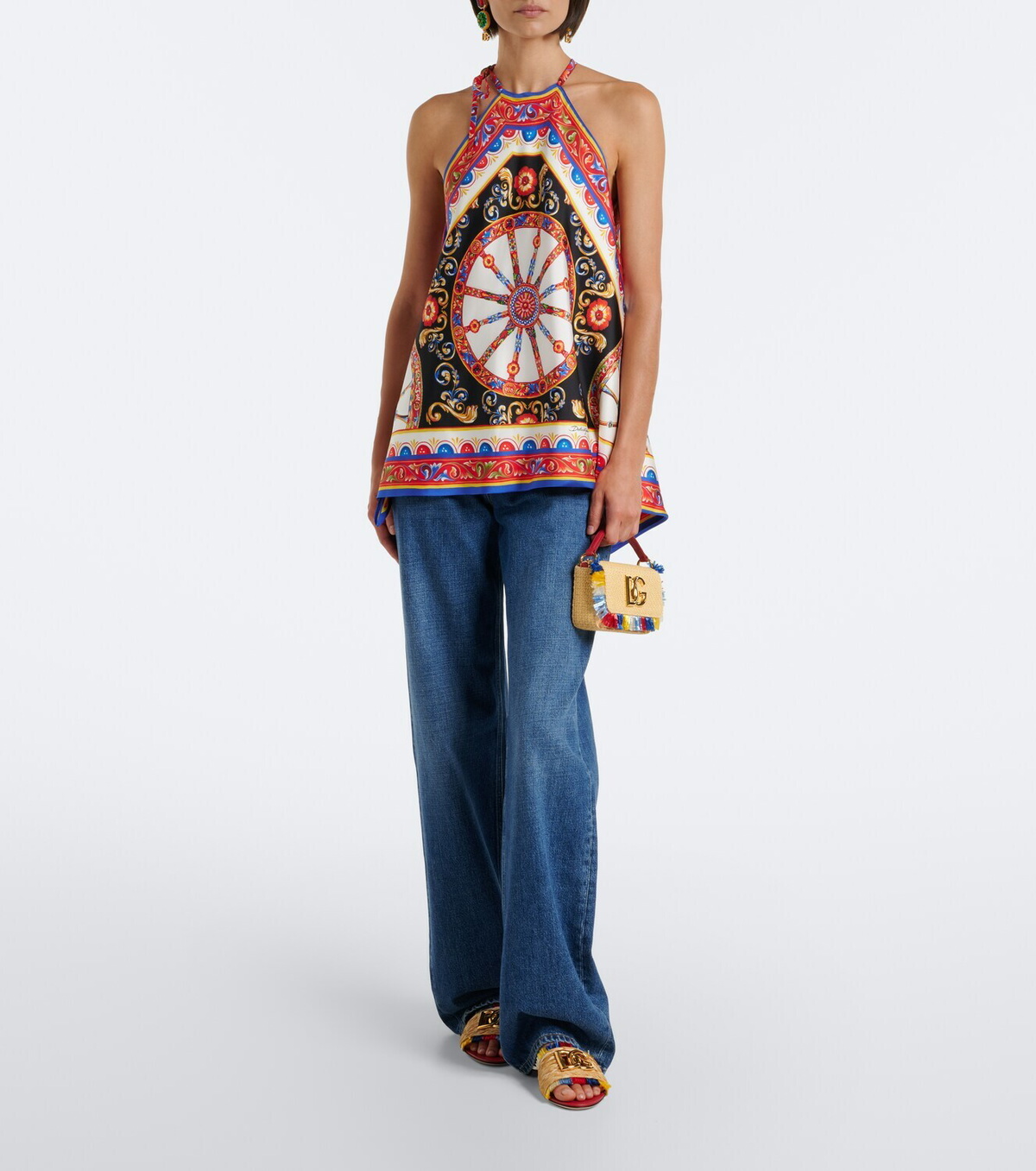 Dolce&Gabbana Carretto silk twill halterneck top