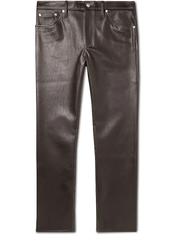 Photo: Séfr - Londre Straight-Leg Vegan Crinkled-Leather Trousers - Brown