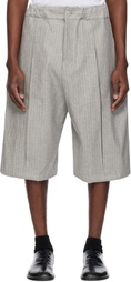 SAGE NATION Gray Box Pleat Denim Shorts