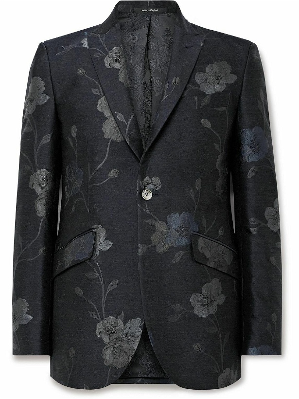 Photo: Favourbrook - Newport Silk and Wool-Blend Jacquard Tuxedo Jacket - Blue