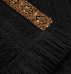 SAINT LAURENT - Embellished Fringed Virgin Wool Poncho - Black