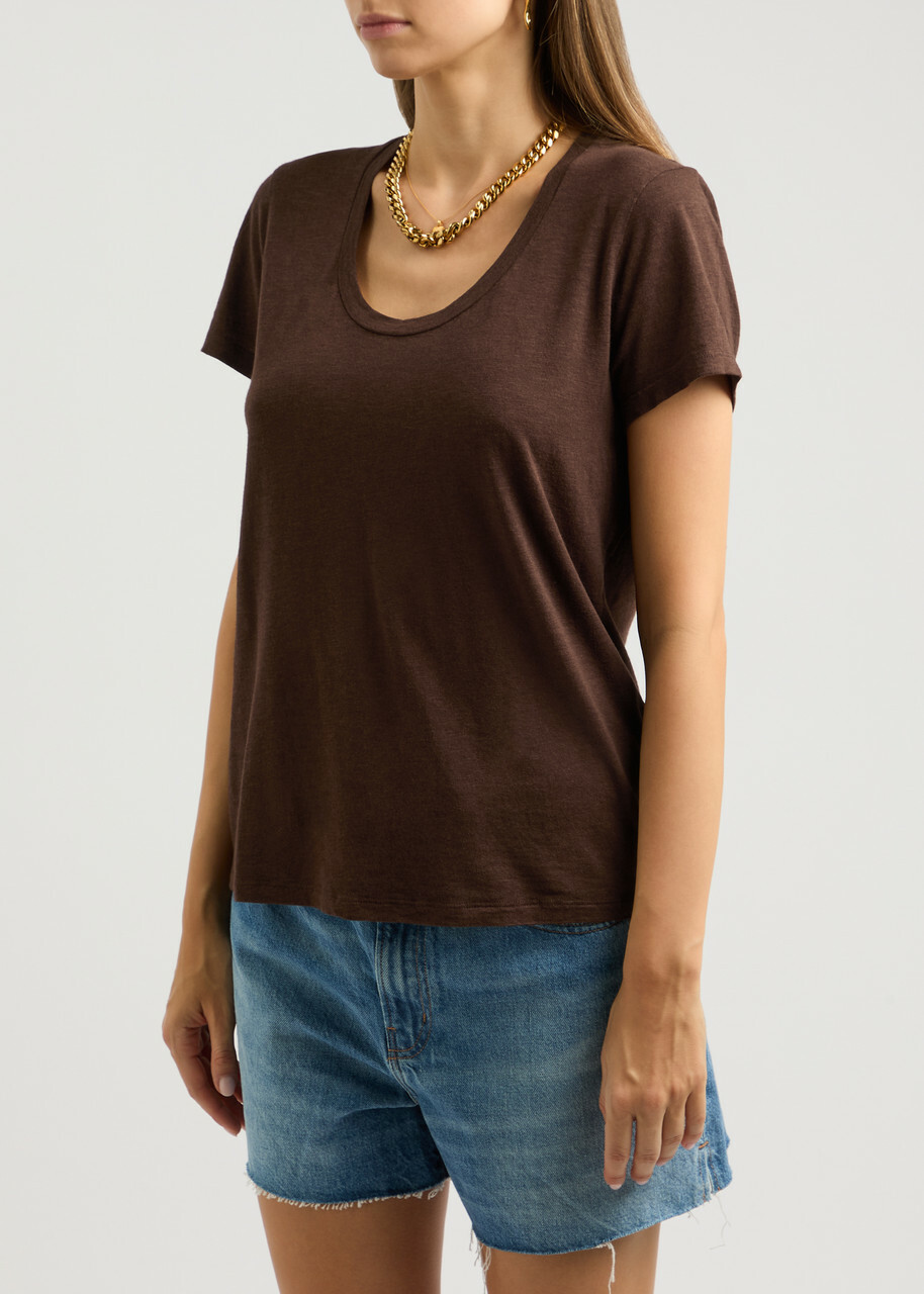 American Vintage Jacksonville Slubbed Cotton-blend T-shirt Brown