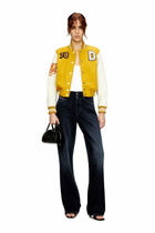 Diesel Cropped varsity jacket in wool and leather - Leather jackets Womens in Multicolor