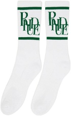 Rhude White & Green Scramble Logo Socks