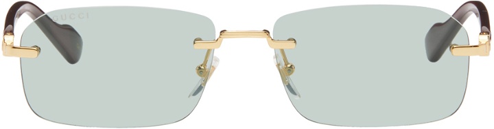 Photo: Gucci Gold & Burgundy Rimless Sunglasses