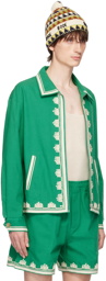 Bode Green Ripple Appliqué Jacket