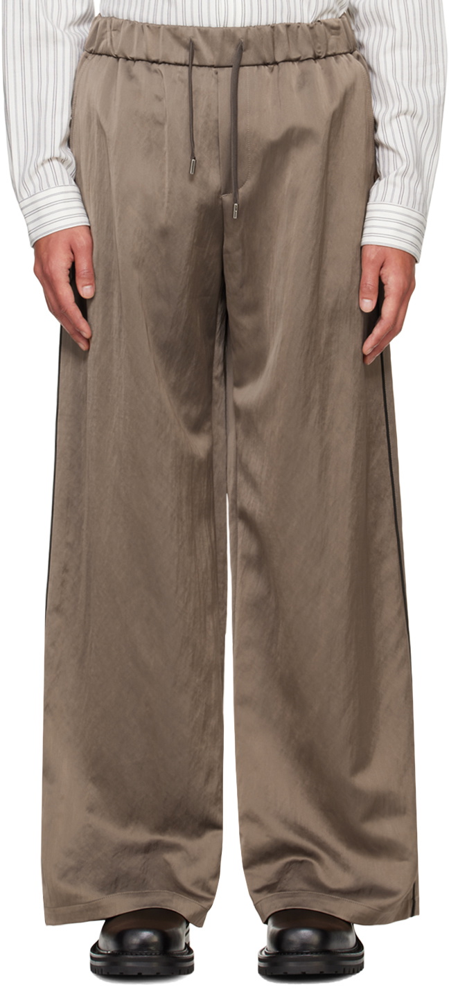 System Brown Satin Trousers