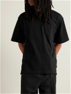 Sacai - Grosgrain-Trimmed Button and Zip-Detailed Cotton-Jersey T-Shirt - Black