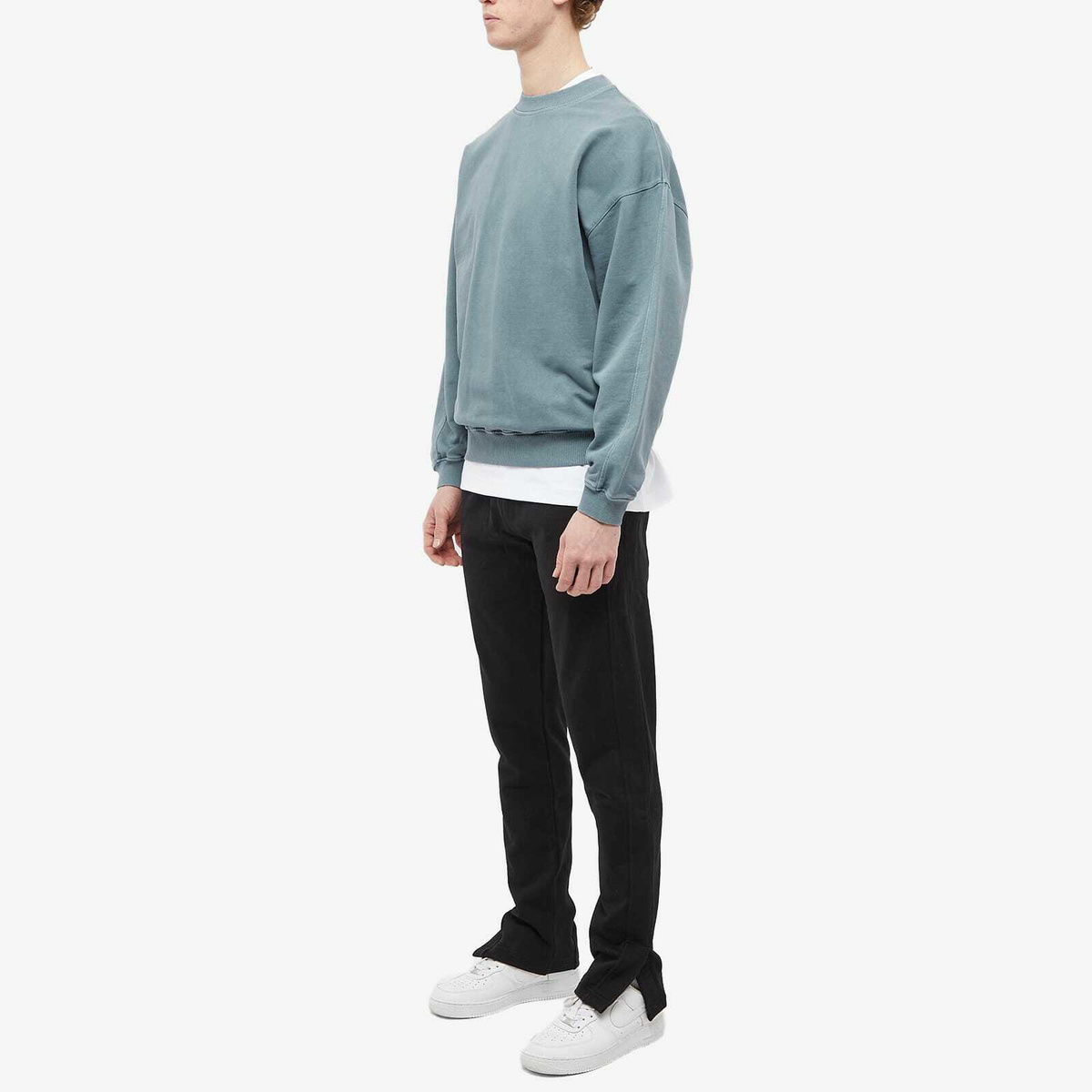 Cole Buxton Men's Warm Up Crew Sweat in Washed Green Cole Buxton
