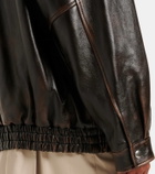 Miu Miu Logo faux shearling-trimmed leather jacket