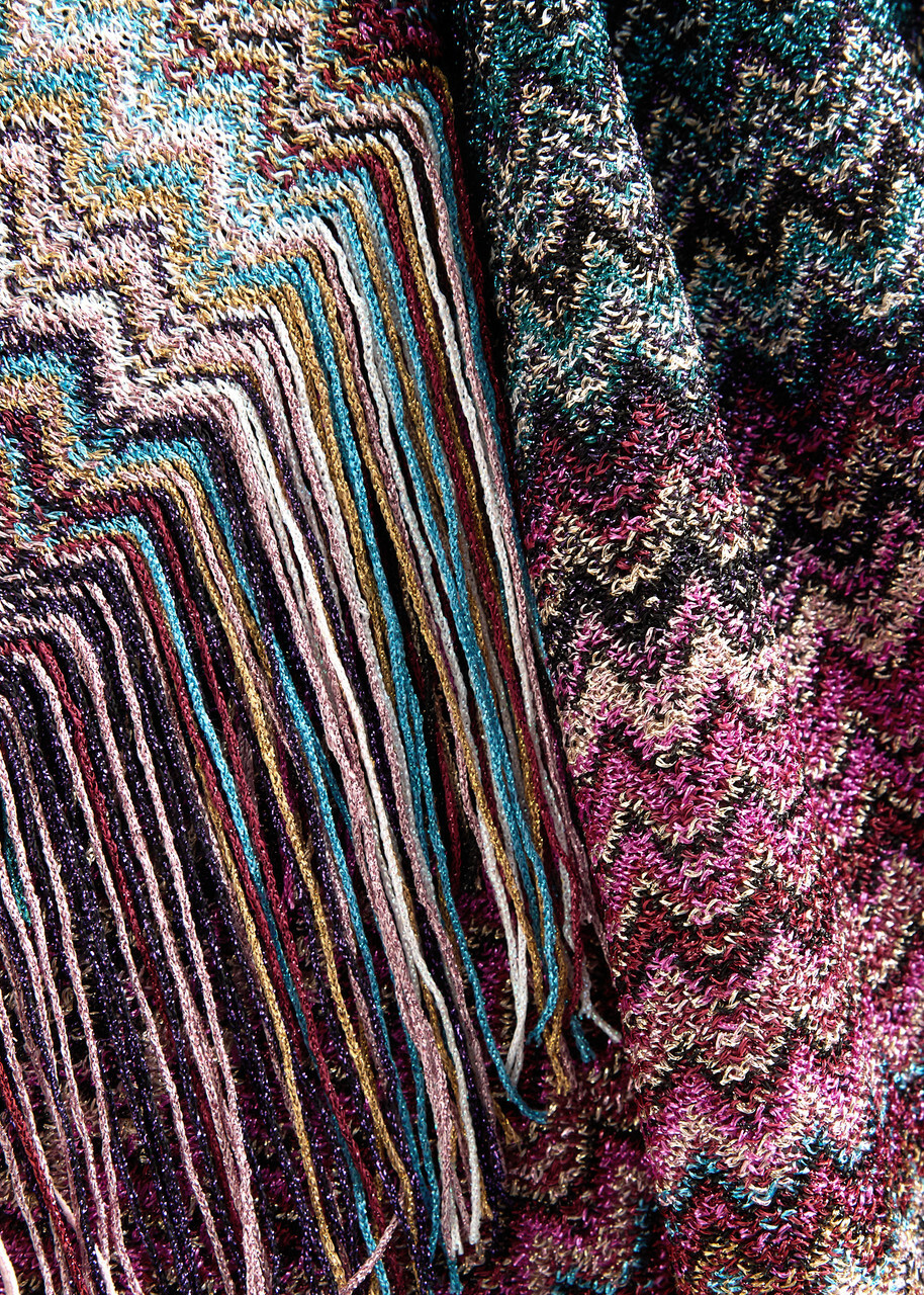 Missoni Zigzag-intarsia Knitted Shawl - Purple - One Size