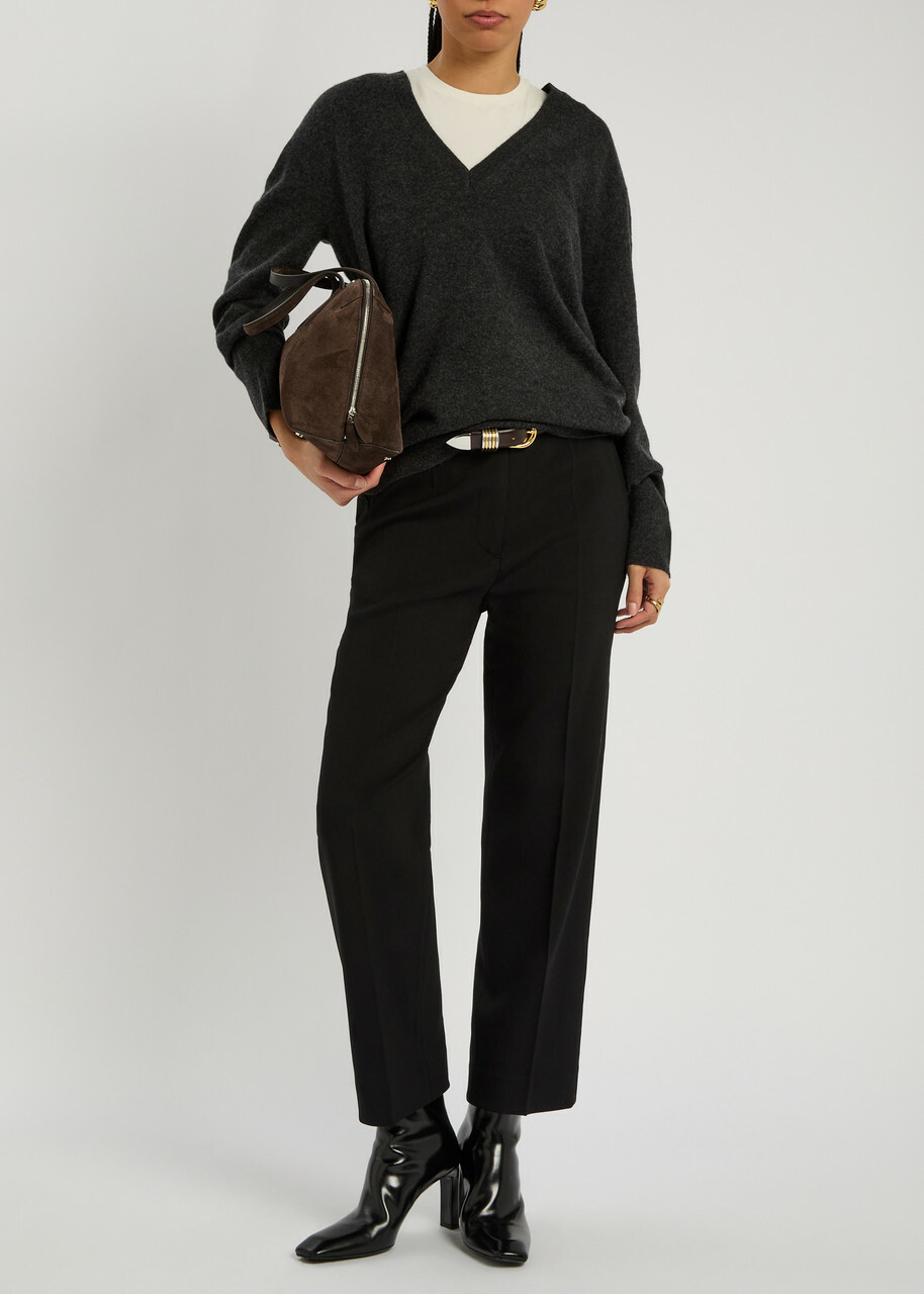 Toteme Cropped Straight-leg Trousers Black