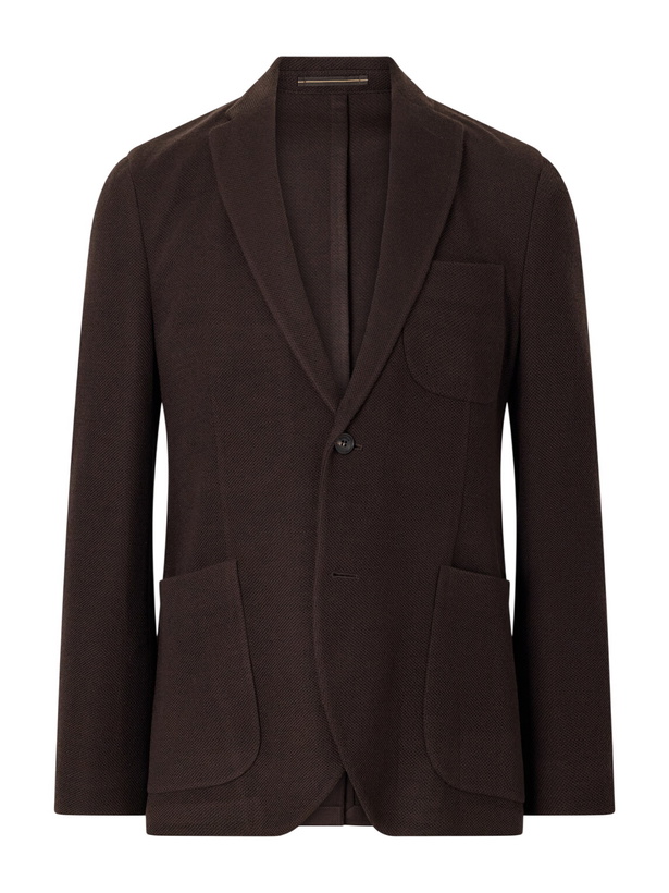 Photo: Slowear - Wool-Blend Woven Waffle Jersey Blazer - Brown