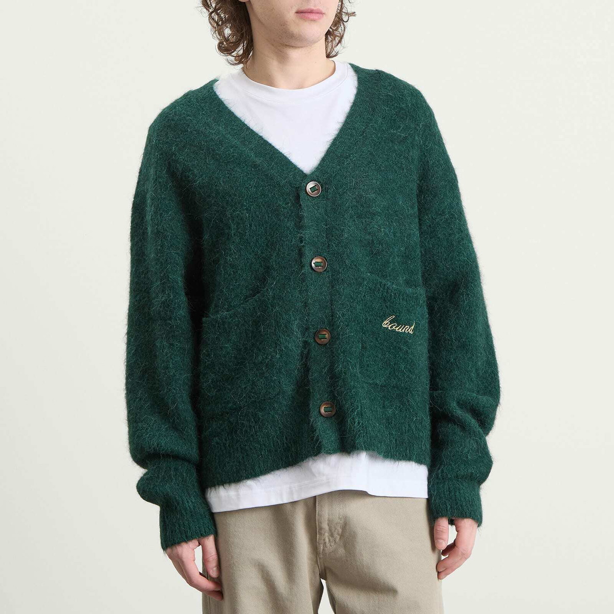 Bound Men's Parker Alpaca Cardigan in Bottle Green