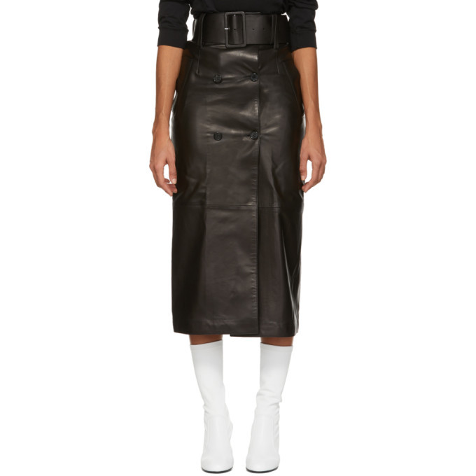 Photo: Yang Li Black Leather Belted Skirt