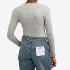 DONNI. Women's Baby Rib Scallop Long Sleeve Top in Heather Grey