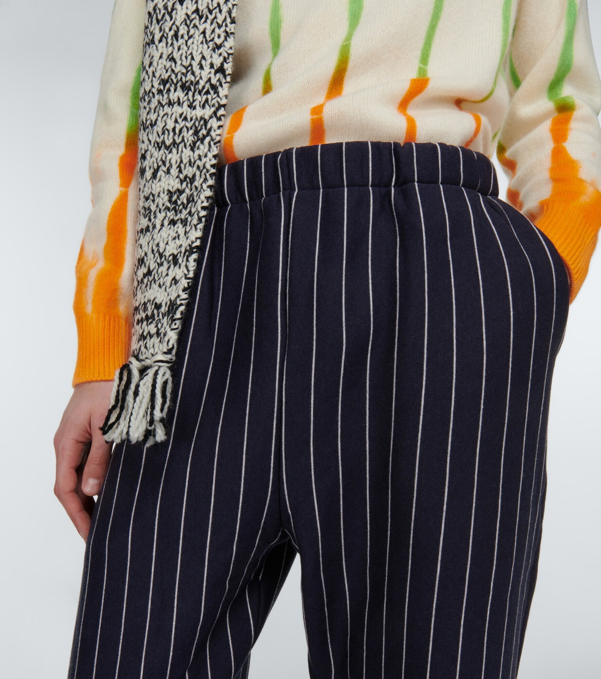 The Elder Statesman - Terry pinstriped cotton-blend pants