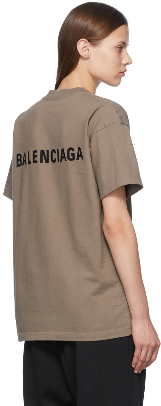 25SS new/BALENCIAGA ロゴコットンTシャツ T-Shirt Brown Balenciaga Logo Print T-shirt Brown Men's - US