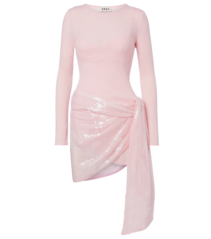 Photo: Area Pointelle sequined draped minidress