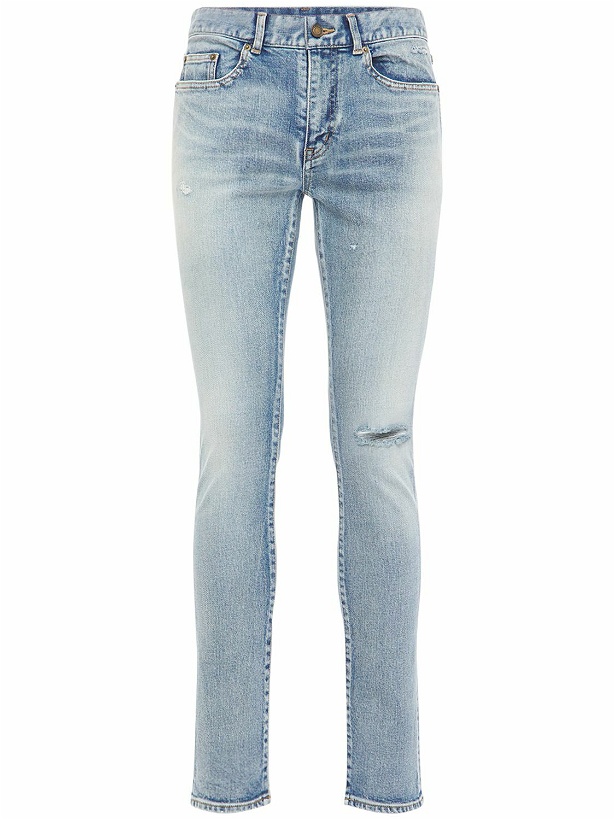 Photo: SAINT LAURENT - 15cm Skinny Low Waist Cotton Denim Jeans