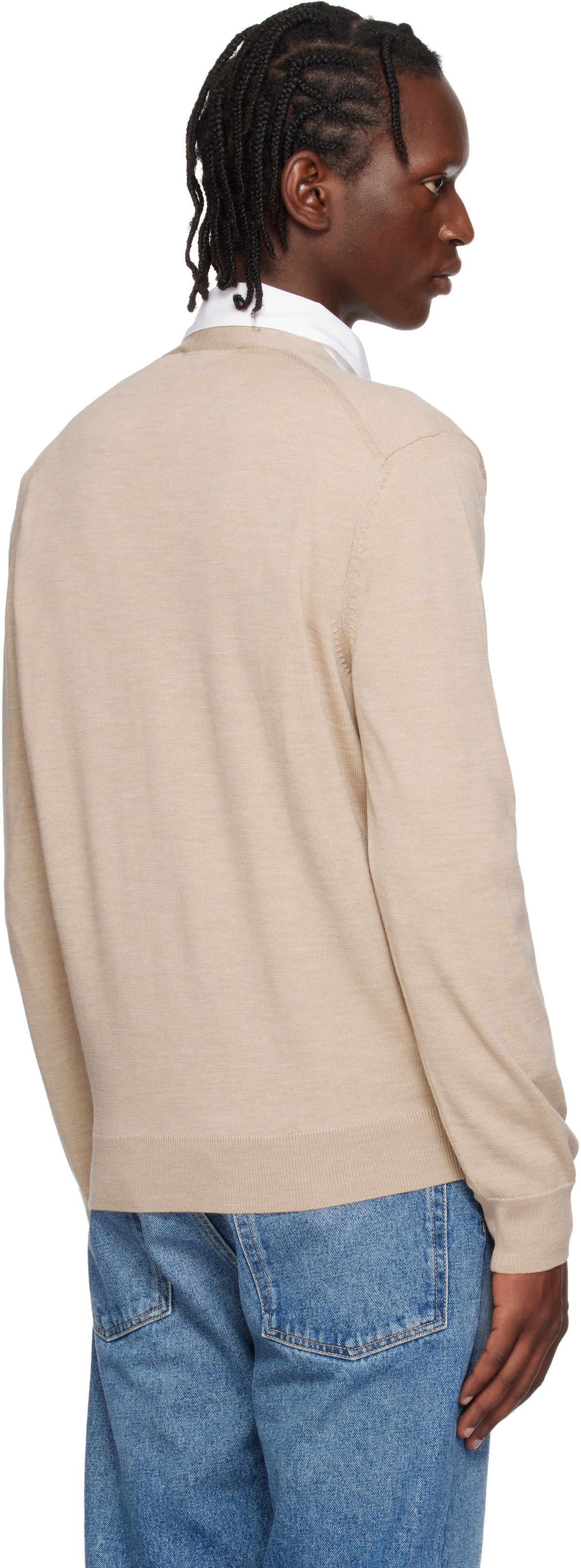 Maison Kitsuné Beige Fox Head Merino Regular Cardigan