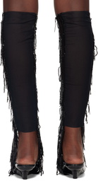 Edward Cuming Black Swinging Sequin Mesh Dripping Leg Warmers