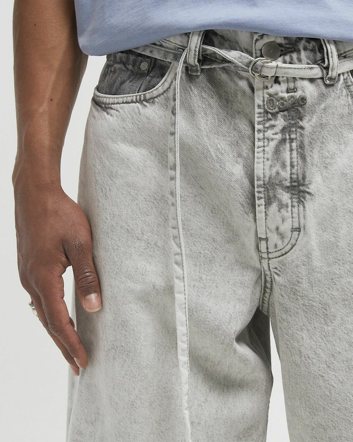 032c DOWN TO EARTH WIDE LEG JEANS Grey Men