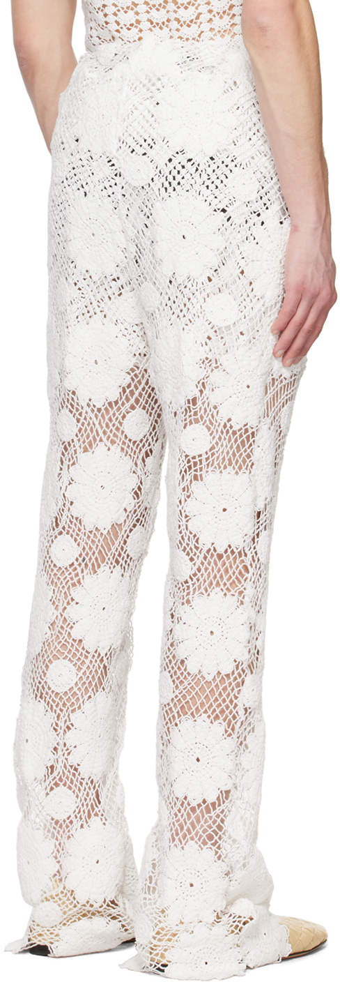 young n sang White Floral Trousers