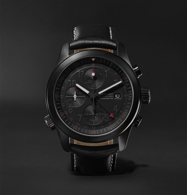 Photo: Bremont - ALT1-B2(GMT) Automatic Chronograph 43mm Stainless Steel and Leather Watch - Black