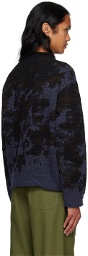 Serapis Black & Purple Mock Neck Sweater