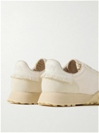 Visvim - Hospoa Fringed Leather-Trimmed Suede Sneakers - White