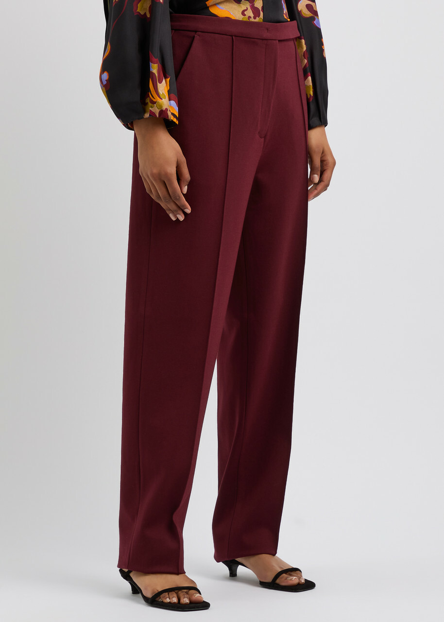 Dorothee Schumacher Emotional Essence Straight-leg Jersey Trousers Burgundy