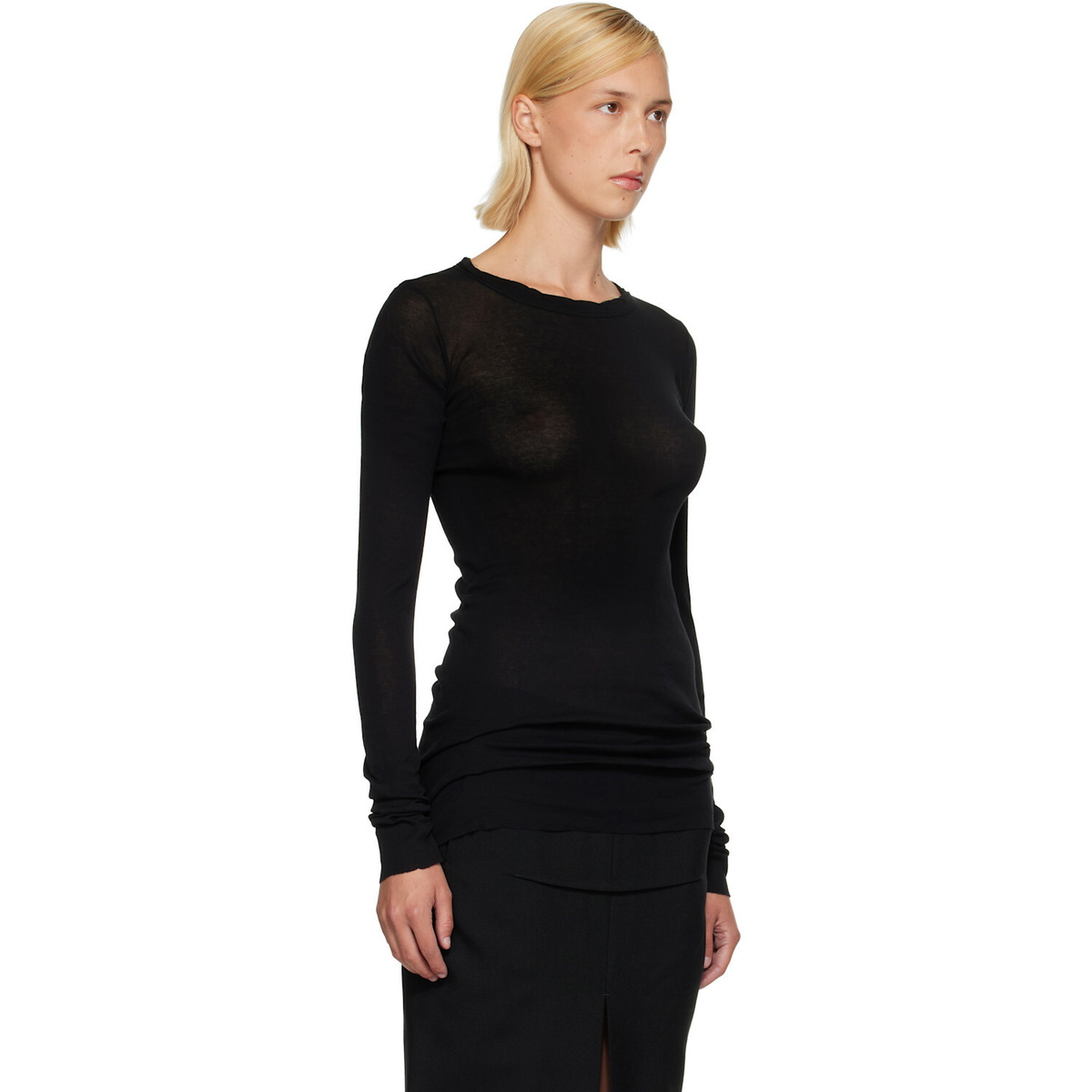 Rick Owens Black Tower Rib LS T-shirt