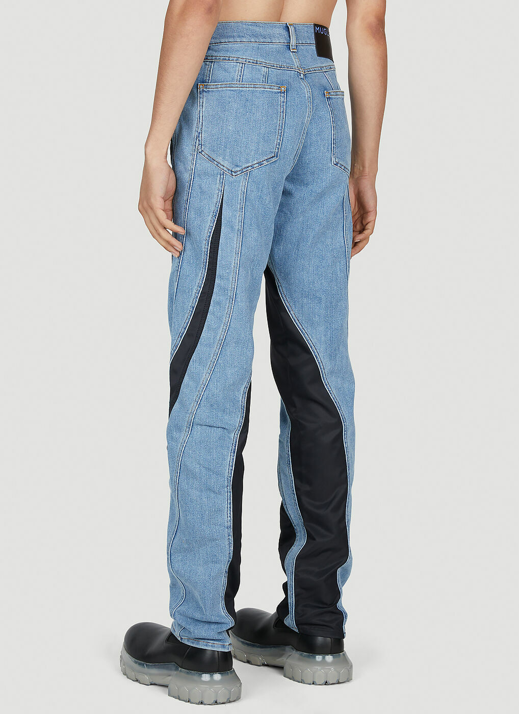 【関税込み】Mugler ブルー パネル ジーンズ Mugler - Panelled Jeans in Blue Mugler