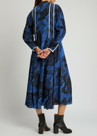 Lovebirds Judi Printed Silk Midi Dress Blue