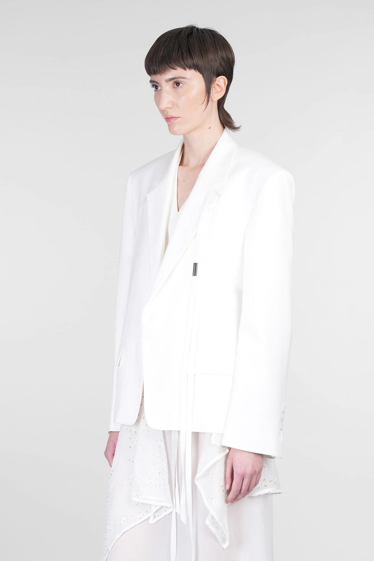 Ann Demeulemeester 変形ジャケット　ホワイト Ann Demeulemeester Susa Blazer In White Viscose Ann Demeulemeester