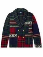 Polo Ralph Lauren - Shawl-Collar Double-Breasted Wool and Linen-Blend Cardigan - Blue